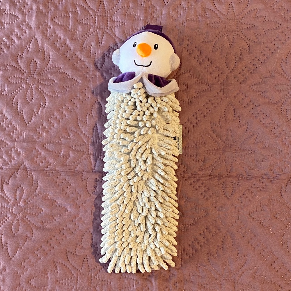 Norwex Purple and Cream Snowman Hand Towel
